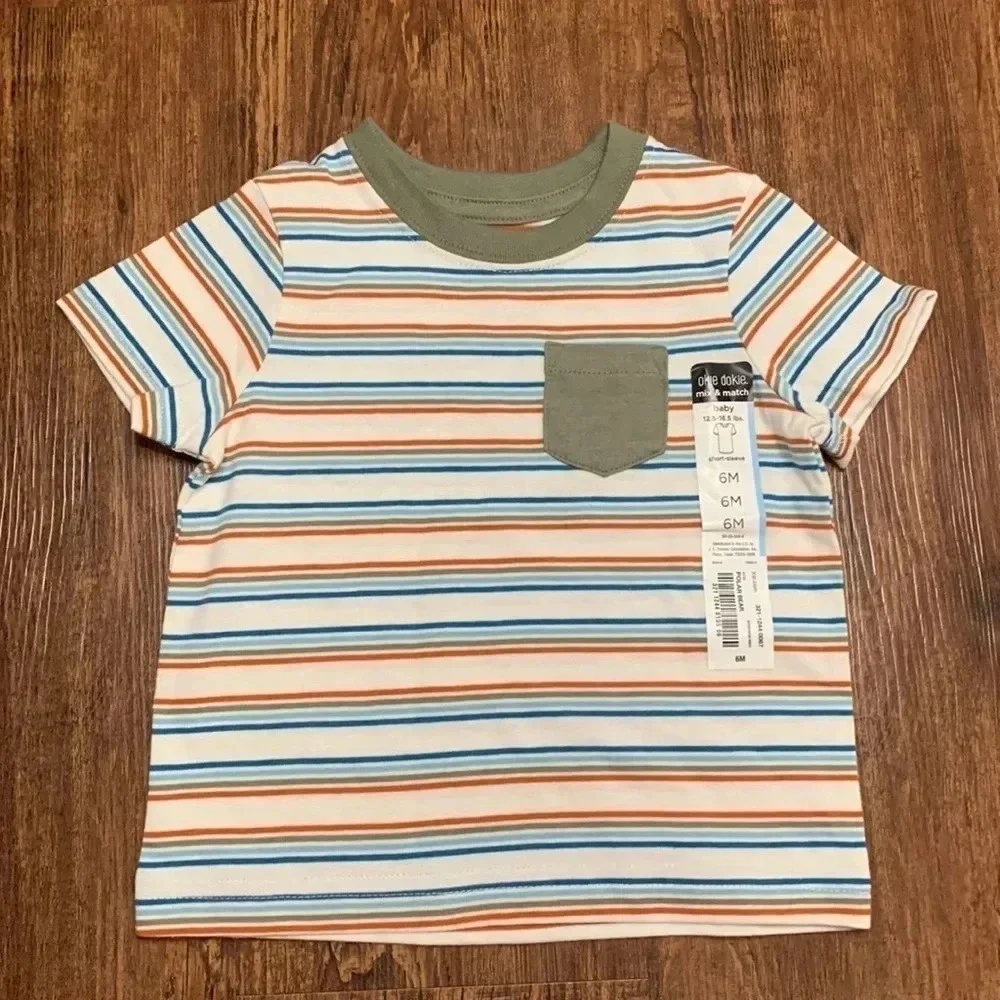 Okie Dokie Baby Crew Neck Striped Shirt 6 Months - Picture 1 of 5
